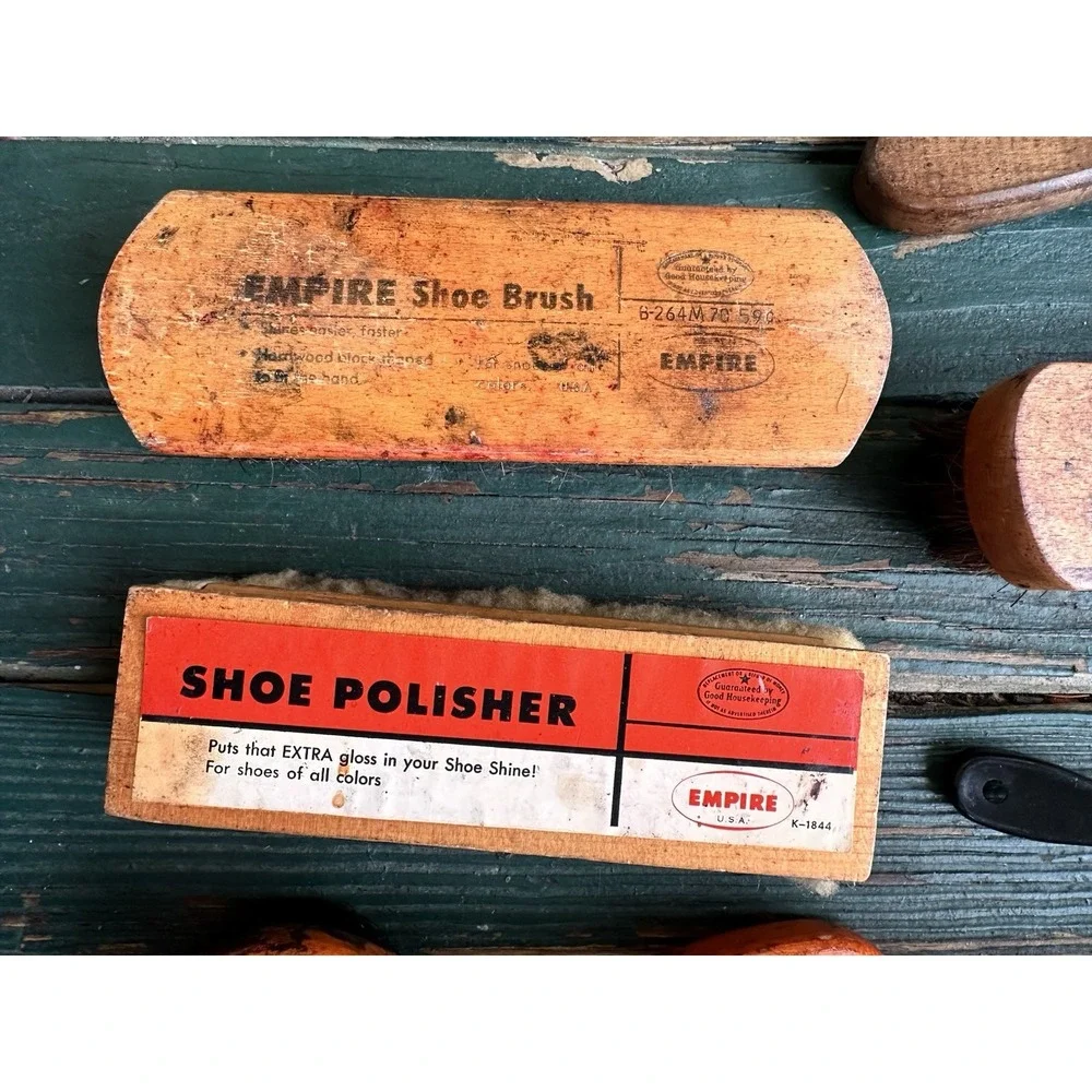 Shoe Shining Brushes Lot‎ of 9 Horse Hair Shoe Polishing Brushes Vintage